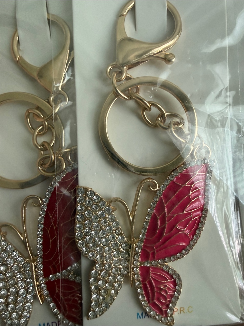 3 for $10 Enamel & Rhinestone Butterfly Keychains - Gold Tone NWT